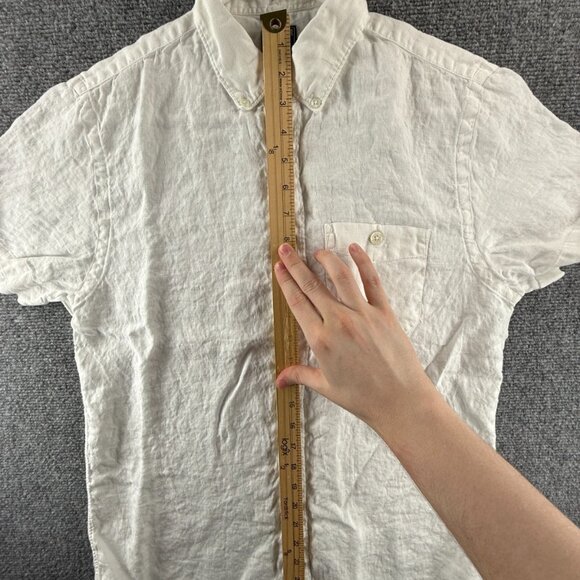 Todd Snyder White Button Up Shirt Men Short Sleeve All Linen Small Portugal - Picture 6 of 15